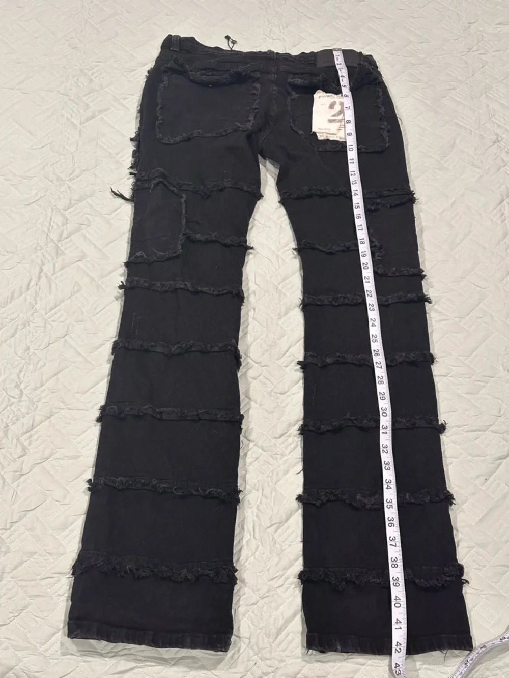 FWRD Denim New York Black Distressed Patchwork Jeans Size 20 Wide Leg Trendy - Picture 6 of 6